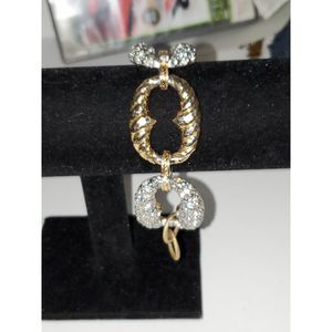 A Chunky Modern Bracelet Mob Wife Gold Metal And Sparkly Rhinestones As-Is